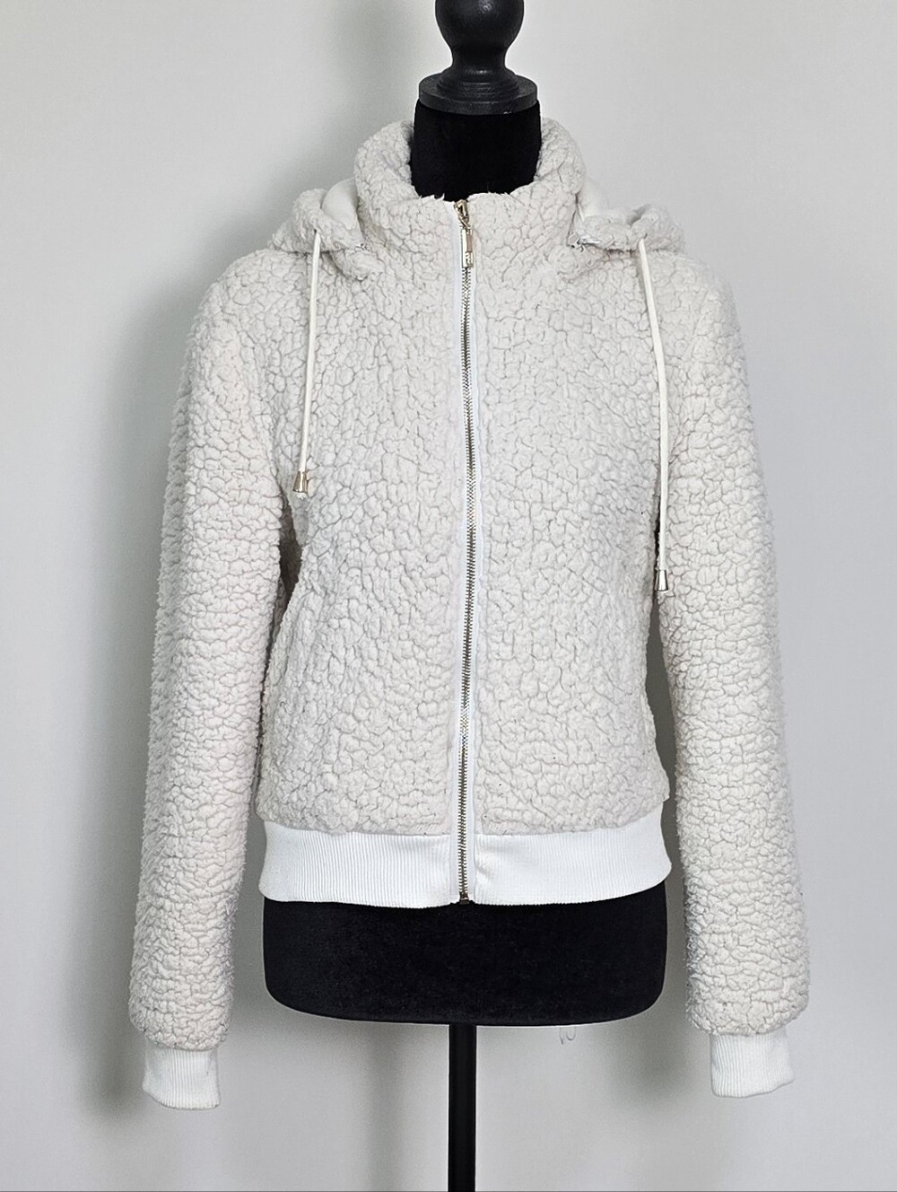 Forever 21 Cream Sherpa Zip Hoodie Jacket